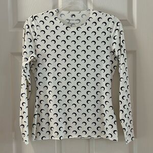 Marine Serre White All Over Moon Long Sleeve T-Shirt